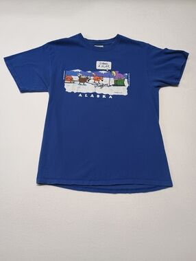 Port And Company Alaska Graphic Women's Size M T-Shirt - Royal Blue